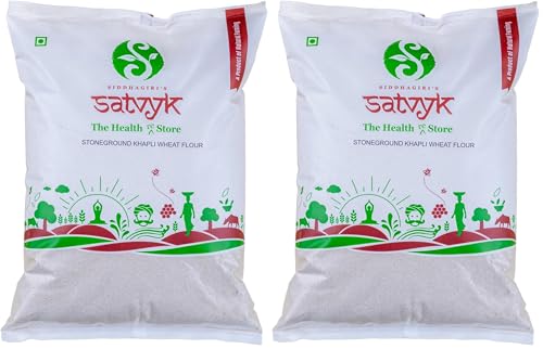Image of S Siddhagiri's SATVYK THE HEALTH re STORE Khapli Wheat Flour (Set of 3-3kg) - Stoneground | Easy to Digest | Fiber Rich | Khapli Atta (Pack of 2)