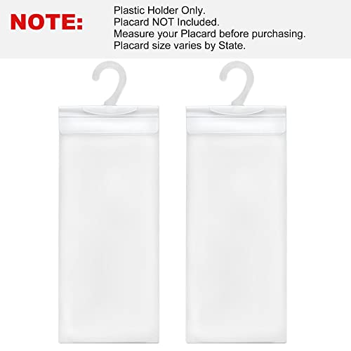 Lotfancy Handicap Placard Holder- 10.6" X 5", Ultra Transparent Disabled Parking Placard Protector Hanger Sleeve - Pack Of 2, With Plastic Large Hanger #TOP2