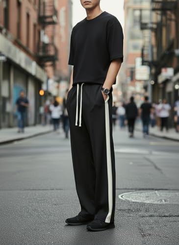 Image of Mack Jonney Men's Striped Track Pants | Side Stripe Design | Regular Fit | Casual & Athleisure Wear |Pack of 1-MMJ-27