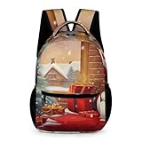 LQWOK Mochila, Mochila Estampada Feliz Natal, Mochila Casual, Mochila de Viagem, Mochila Multifuncional, Mochila Feminina, Feliz Natal, Tamanho Único, Mochilas