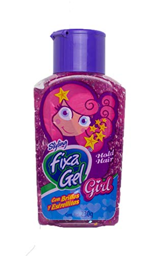 Fixa Gel | Kids Hair Gel 8.11 oz | Styling Gel, Alcohol Free | Bubblegum Smell | Pink With Glitter