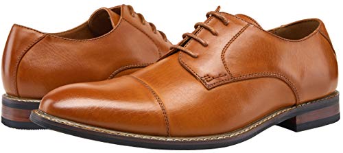 Jousen Men's Dress Shoes Cap Toe Oxford Classic Formal Derby Shoes Business Oxfords (Amy603 Yellow Brown 10) #TOP6