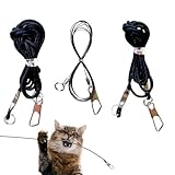Replacement Strings for Cat Wand Toy - 3-Pieces - Chew-Proof Metal Wire and 2 Durable Paracord Strings - Heavy Chewers Pack Cat Wand Toy Refill Strings with Universal Clasps for All Lures