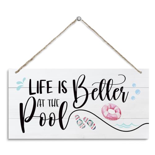 Pool Sign, Outdoor Pool Decor, Life is Better At the