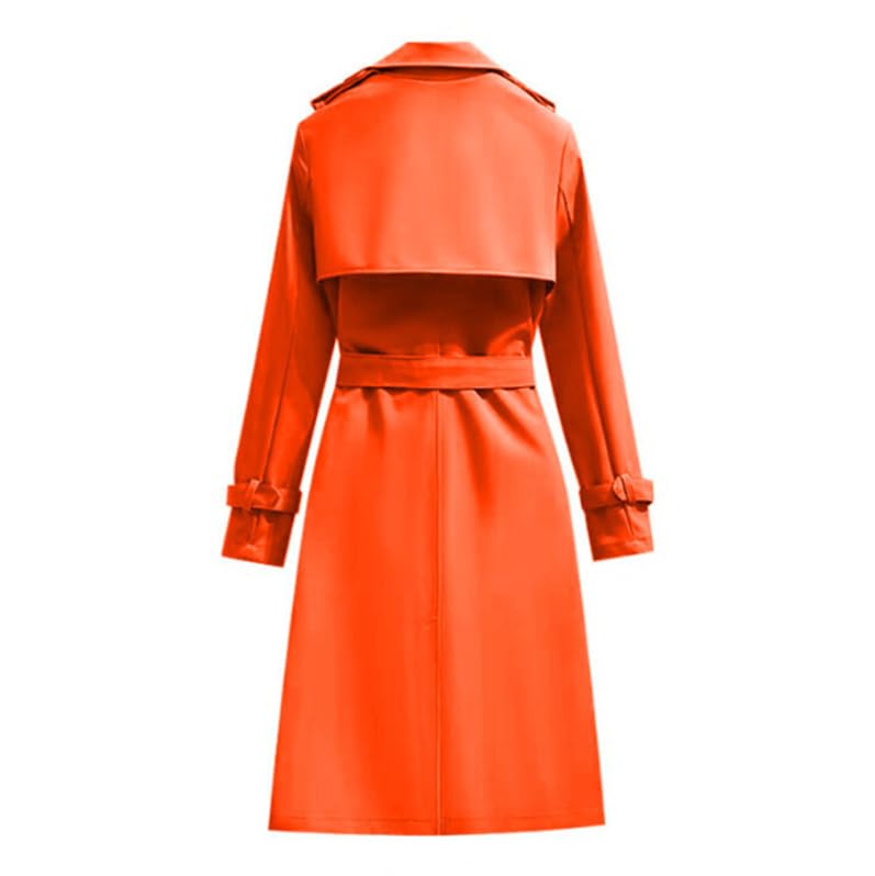 Trenchcoat Damen Lang Übergangsmantel Mantel Klassische Herbst Frühling Zweireiher Jacke Trench mit Gürtel Damenmantel Baumwolle Windjacke