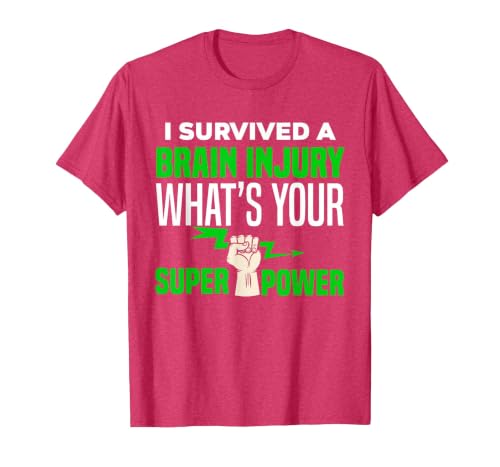 I Survived Brain Injury Awareness, TBI, Brain Injury Survivor T-Shirt, Men, Red Heather, Small