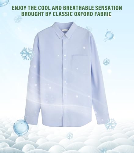 Mens Cotton Shirts Casual Long Sleeve Overshirt Dressy Stretch Office Shirts with Pocket - Image 5
