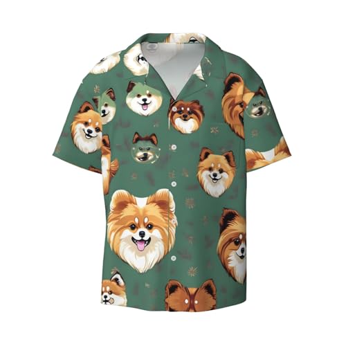 Chemise manches courtes homme coupe classique confortable à motif Poméraniens