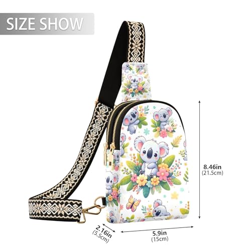 Sling Bag for Women Cartoon Koala Flower Tropical Plant Crossbody Bag Backpack Purse Small Cross Body Bags Travel Shoulder Bags Multipurpose Chest Bag4