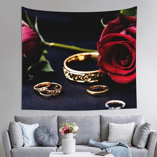 Tapiz textil decorativo JEJEA de 152 x 130 cm con diseño de rosas para dormitorio