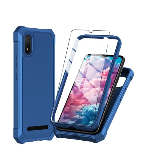 Mocotto for Cloud Mobile Stratus C8 Phone Case with Tempered Glass Screen Protector Slim Soft Silicone Full-Body Protective Cover (Cloud Mobile Stratus C8 Blue)