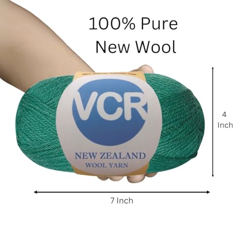 Image of VCR Jade Green Chunky Wool Yarn, 100 Grams, Hank, 196 Meters, 100% New Zealand Wool Knitting Yarn, Soft Crosia Thread Suitable for Baby Blankets & Booties Pack of 1