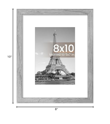 Image of upsimples 8x10 Picture Frame, Display Pictures 5x7 with Mat or 8 x 10 Without, Wall Hanging Photo Frames, Gray, 1 Pack