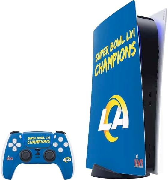 Skinit Decal Gaming Skin Compatible with PS5 Bundle - Officially Licensed NFL Los Angeles Rams Distressed Design