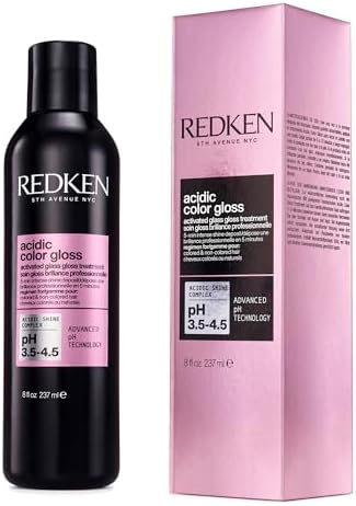 Redken Acidic Color Gloss Treatment, Activated Glass Gloss, Rinse Out, With Apricot Oil, Adds Intense Shine, Safe for Color-Treated Hair, 237ML