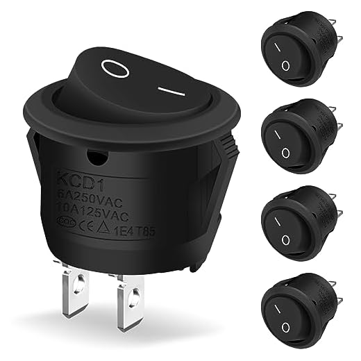 5 Stück Kippschalter Rund, Hanibos Mini 2 Polig Wippschalter ON/OFF Einrastbare mit Selbsthemmung Runde Schalter 10A/125V 6A/250V Schwarz für Auto Boot Haushaltsgeräte