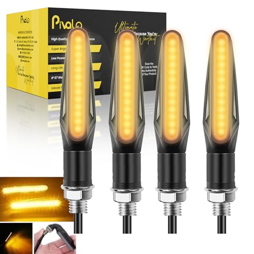 Image of Pivalo 12V Bike Indicator Lights 9 LED 5W 6000K Colour Temperature Universal Fit Turn Signal Light Indicator for All Bikes & Motorcycles (Pack of 4, Yellow)