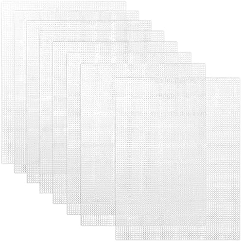 Caydo 8 Pieces 7 Count Plastic Canvas Sheets, Plastic Mesh Sheet
