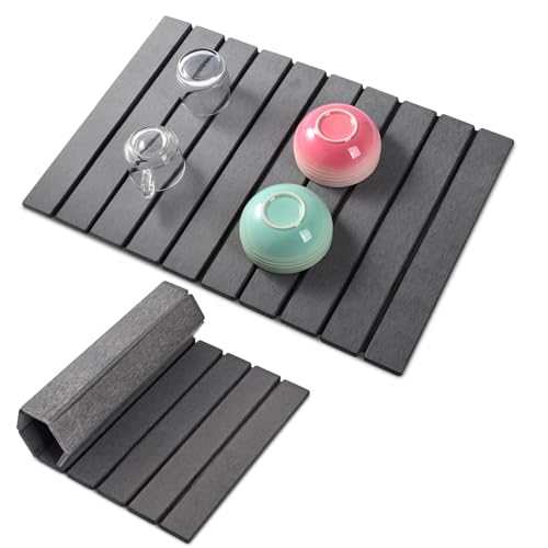 Comparison: Best Stone For Outdoor Kitchen 5 Oxydrily Stone Drying Mat for Kitchen Counter, Large Dark Gray Foldable Diatomaceous Earth Dish Drying Mat, Quick-Dry Absorbent Bath & Countertop Mat for Dishes Bottles Cups 23"x15.3"
