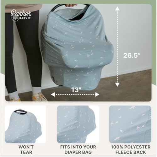 Image of Parker Baby 4 in 1 Car Seat Cover for Girls and Boys - Stretchy Carseat Canopy, Nursing Cover, Grocery Cart Cover, High Chair Cover - inchDove inch