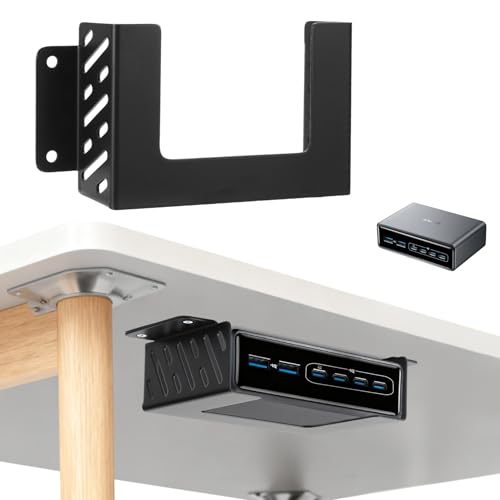 Metal Under Desk Mount and Wall Mount for Anker Prime Charger 200W, Tailor-Made for Anker Prime Charger Device,Black Steel Wall and Under Desk Mount for 200W 6-Port GaN Charging Station