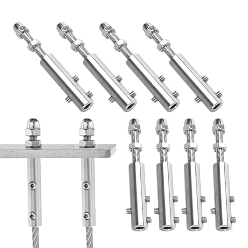 Tensor de acero inoxidable | Tensor para cables metálicos | 10 piezas de material de gancho para cuerda ligera, barandilla exterior, vela, plantas trepadoras