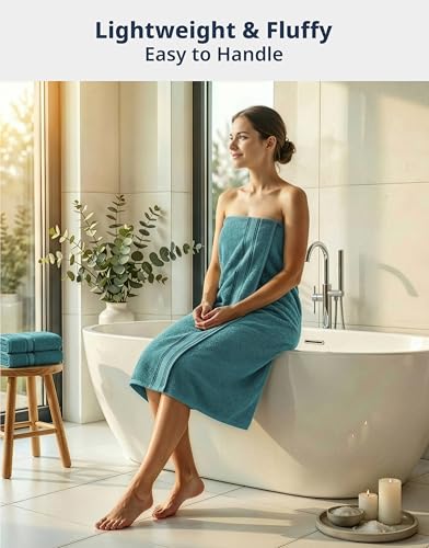 Image of Lane Linen 100% Cotton Bath Towels 4 Pack (28 inchx54 inch) - Zero Twist, Premium Cotton Large Towels Set for Bathroom - Quick Dry, Soft & Absorbent Large Bath Towel Set - Oeko Tex Certified, Pre Shrunk- Teal