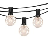25Ft Globe String Lights with Warm G40 Bulbs-UL Listed Outdoor Hanging Light String for Backyard Garden Patio Bistro Market Cafe Umbrella Lamp Lights(Black)