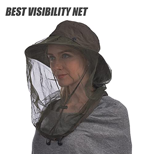 Image of USHAKE Head Net Hat, Safari Hat Sun Hat Bucket Hat with Hidden Net Mesh