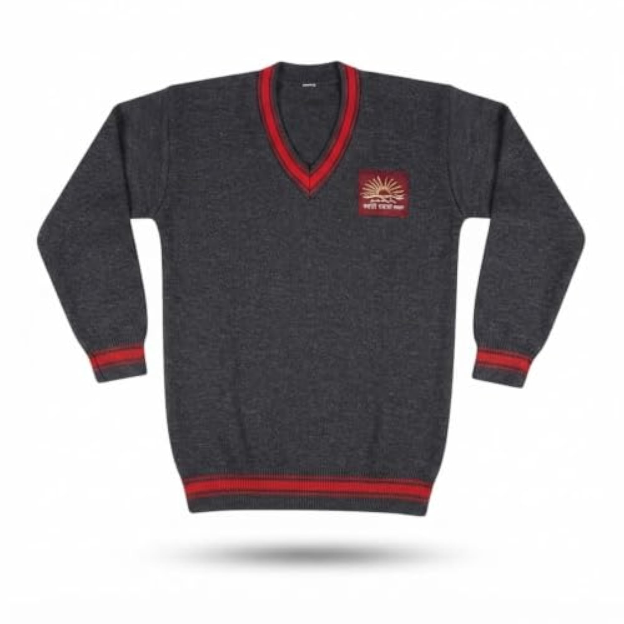 V-Neck Sweater for School Uniform, Full Sleeve Knitted Pullover