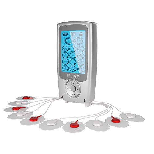 iPulse Massager TENS EMS Unit, Dual Channel, 12 Therapy Massage Modes with 10 Electric Pads, Rechargeable Electronic Muscle Stimulator for Pain Relief, Arthritis, Muscle Strength & Tired Sore Muscles