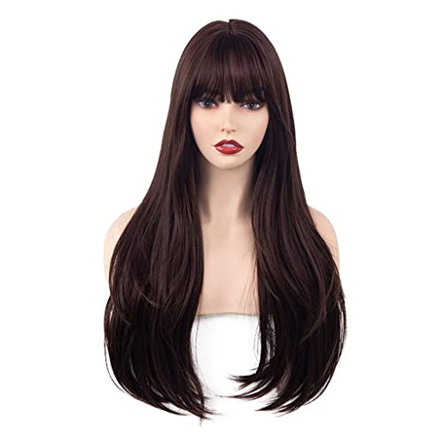 Women Wigs Long Straight Black Brown Soft Natural Hair Wig