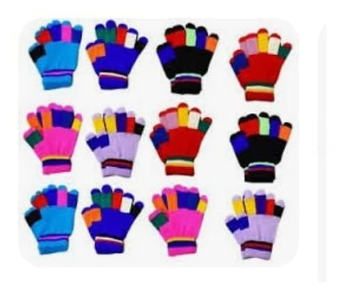 kit 2 pares de luvas infantil lã coloridas meninos e meninas frio inverno