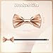 Neptniopllab Rose Gold Glossy Boy's Bow Tie, Metallic Effect Leather Kids Bow Tie,Adjustable Pre-tied Bowtie for 4-12 years Boy Wedding Disco Events