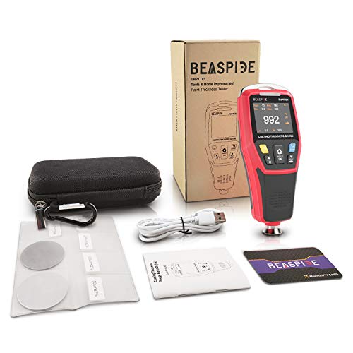 Digital Coating Thickness Gauge Meter with 2” LCD Display Backlight/Rotatable Color Display/ 3 Color Warning Light for Automotive Paint Thickness Measurement, Data Store Analysis