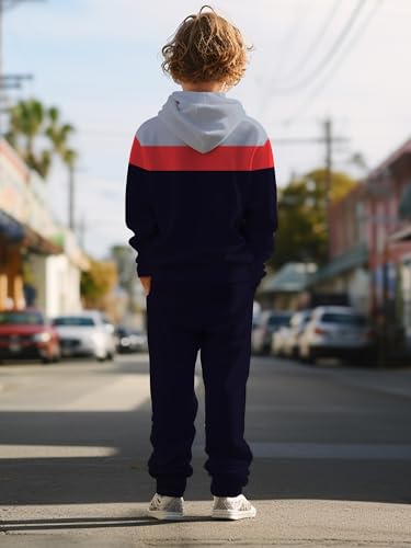 Image of boys' clothing sets, 2-Piece Hoodie & Pants Outfits for Boys Size 4-14 | Lightweight Non-Fleece Fall & Spring Clothing Sets