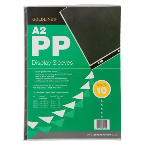 Image of Goldline Display Sleeves Polypropylene Reinforced 150 Micron 6 Hole A2 Clear Ref PDSA2Z [Pack 10]