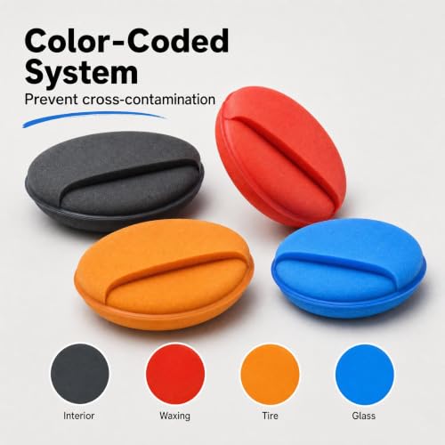 Blingobling 4Pcs 4inch Hand Wax Pad (4 Colors) Foam Wax Applicator Pads with Finger Handle Foam Polishing Pad Care Foam Sponge for Car, Truck, Boat, RV, Polishing Sponges Wax Applicator Pads — view 2