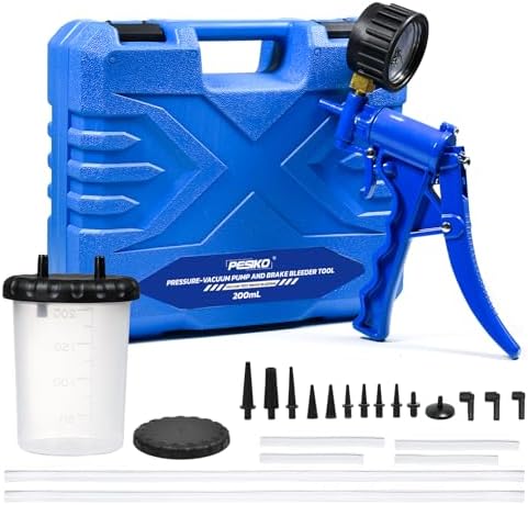 PESIKO Hand Vacuum Pump Brake Bleeder kit One Person, Brake Clutch Bleeding Tune-up Kit for Brake Bleeding and Automotive Tester Blue