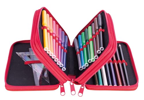 gimboo Estuche Escolar con Accesorios/Estuche de Gran Capacidad/con 3 Compartimentos/Estuche para lápices/Estuche para lápices/diseño de Coche de Carrera/para niños y niñas, Multicolor, Unisex