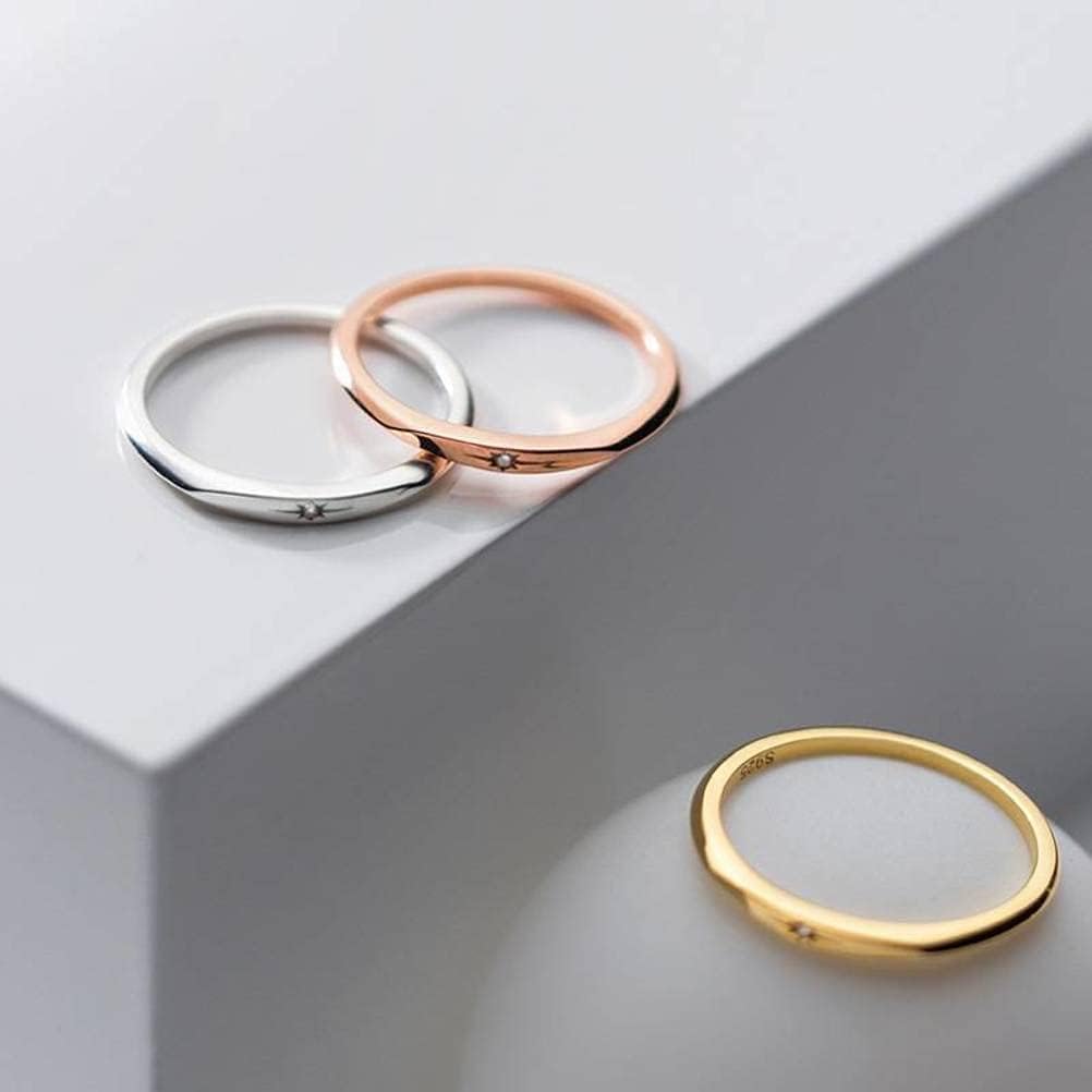Ring, Damen Einfacher Einzelner Diamant Zeigefinger Ring Glänzender Ring Golden, Verstellbare Öffnung, Golden