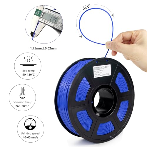 Image of ASA Filament 1.75mm, UV /Heat Resistant /Weather Resistant ASA 3D Printer Filament, Perfect for Printing Outdoor Functional Parts, Blue Filament 1kg(2.2lbs) Spool
