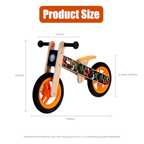 Image of Wooden Toddler Balance Bike, Kids Balance Bike for 3 Year Old with Adjustable Seat, No Pedal Toddler Bicycle for Kids 3-5 for Boys and Girls Birthday Gifts Toys