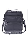 BS Herren Umhaengetasche Schultertasche Reise-Tasche Herren Leder Optik, XL, Schwarz