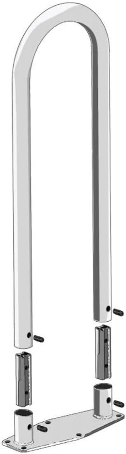Fishmaster Deck Mounted Grab Bar Rail for Fishing Boat Safety - 36.5" Tall, 1.66" Tube, ABYC H-41 Compliant, Polished/Anodized Aluminum