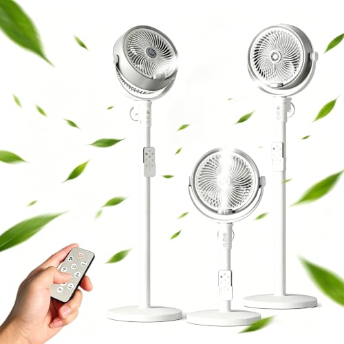 Pedestal Fan with Remote, 4 Speeds, 9-Hour Timer, Adjustable Height, Misting Function