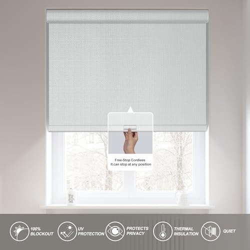 Boolegon Blackout Roller Shades for Window, White, Custom Size - 4