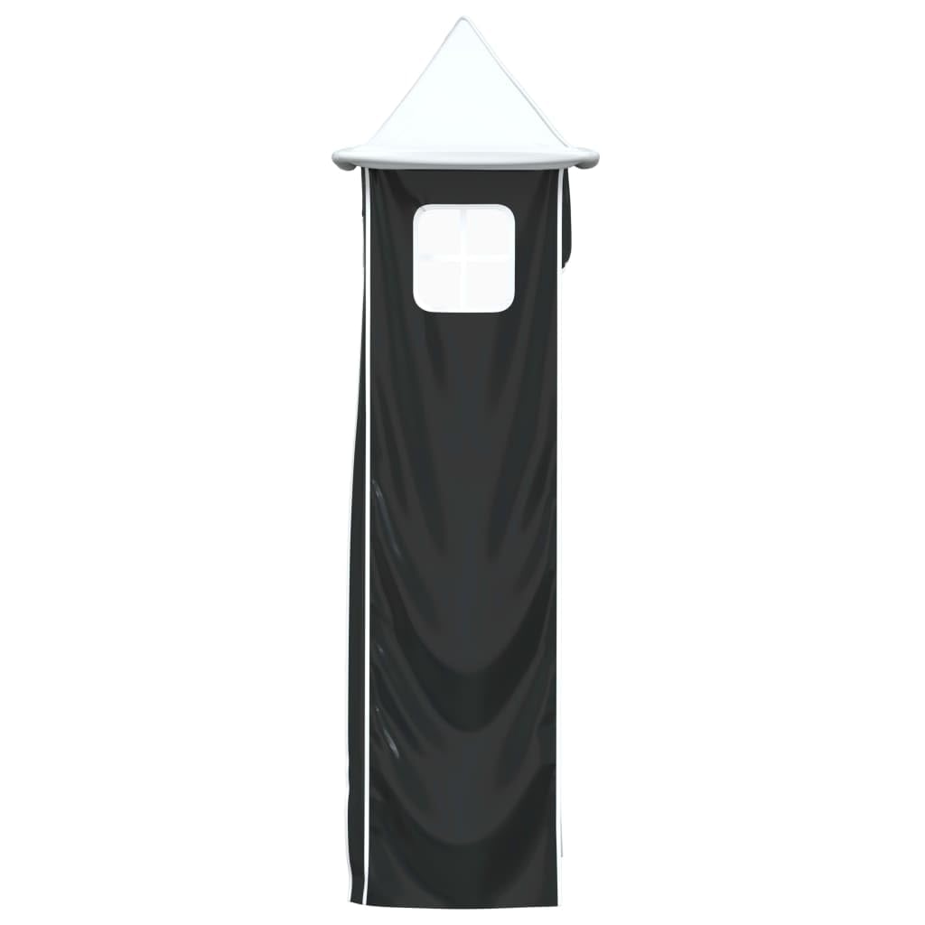 vidaXL Cortinas para Cama Alta con Túnel y Torre, Cortinas para Litera con Bolsillos, Dosel para Niños, Decoraciones para Dormitorio, Blanco y Negro