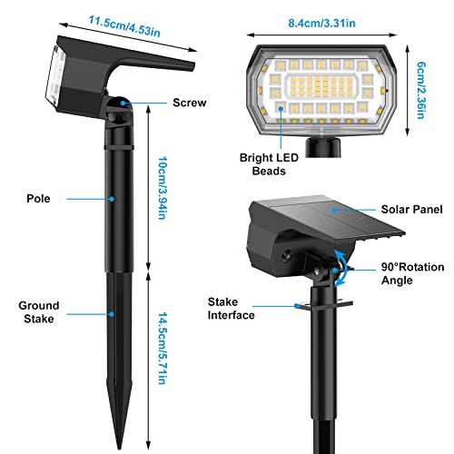 MinPea Solar Spot Lights Outdoor, [76 LED/10 Pack] Solar Lights Outdoor IP65 Waterproof, 3 Modes Solar Powered Landscape Spotlights for Garden Yard Outside Patio Pathway Pool(Warm White) by MinPea - Image 7