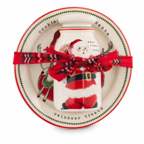 Mud Pie Vintage Milk And Cookie Set; plate 6 1/2 dia | jug 5 x 2 1/2 dia